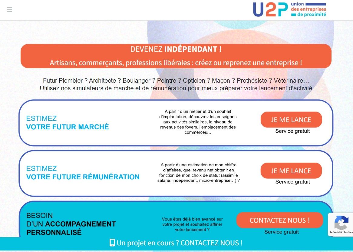 WWW.CREER-REPRENDRE.U2P-FRANCE.FR : UN SERVICE INNOVANT, COMPLET ET GRATUIT