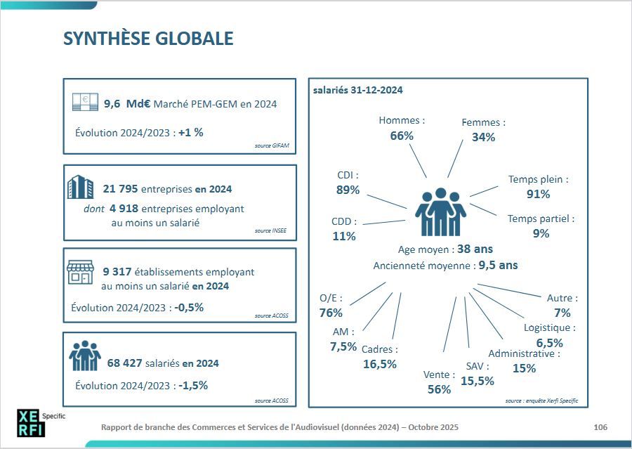 SYNTHÈSE GLOBALE - Rapport de branche des Commerces et Services de l'Audiovisuel (données 2024) – Octobre 2025