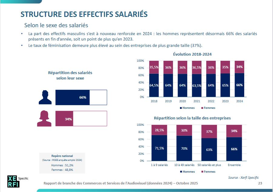 STRUCTURE DES EFFECTIFS SALARIÉS - Rapport de branche des Commerces et Services de l'Audiovisuel (données 2024) – Octobre 2025